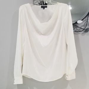 Petite Cream Long sleeve Cowl Neck Blouse- The limited
